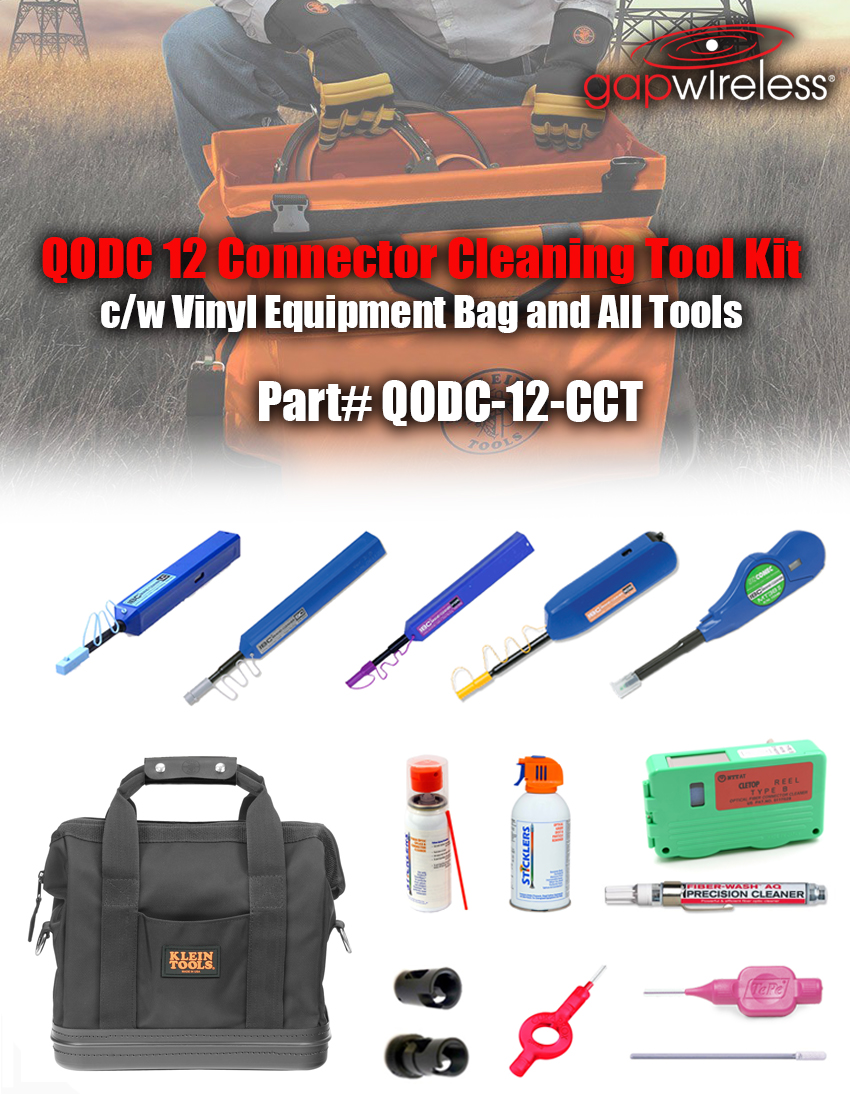 QODC 12 Fiber Optic Connector Cleaning Tool Kit